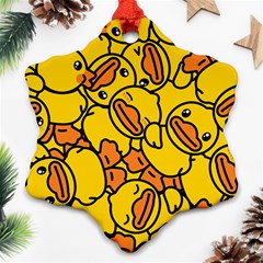 Duck Cartoon Background Pattern Snowflake Ornament (two Sides)