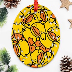 Duck Cartoon Background Pattern Ornament (oval Filigree) by Wegoenart