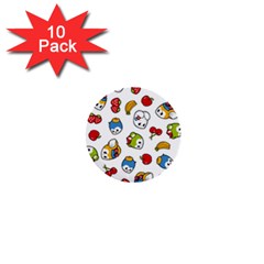 Illustration Vector Fruit Animal Cartoon Pattern 1  Mini Buttons (10 Pack)  by Wegoenart