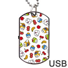 Illustration Vector Fruit Animal Cartoon Pattern Dog Tag Usb Flash (two Sides) by Wegoenart