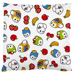 Illustration Vector Fruit Animal Cartoon Pattern Large Cushion Case (one Side) by Wegoenart