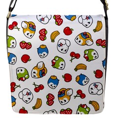 Illustration Vector Fruit Animal Cartoon Pattern Flap Closure Messenger Bag (s) by Wegoenart