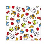 Illustration Vector Fruit Animal Cartoon Pattern Square Satin Scarf (30  x 30 ) Front