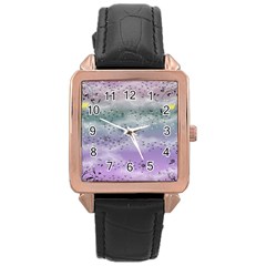 Bird Art Design Pattern Butterfly Rose Gold Leather Watch  by Wegoenart