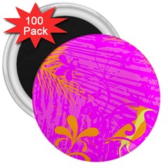 Spring Tropical Floral Palm Bird Pink Pattern Background 3  Magnets (100 Pack) by Wegoenart