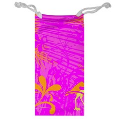 Spring Tropical Floral Palm Bird Pink Pattern Background Jewelry Bag by Wegoenart