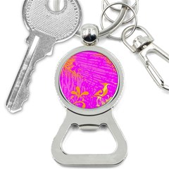 Spring Tropical Floral Palm Bird Pink Pattern Background Bottle Opener Key Chain by Wegoenart