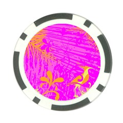 Spring Tropical Floral Palm Bird Pink Pattern Background Poker Chip Card Guard by Wegoenart