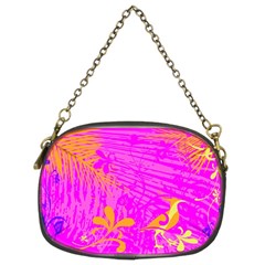 Spring Tropical Floral Palm Bird Pink Pattern Background Chain Purse (two Sides) by Wegoenart