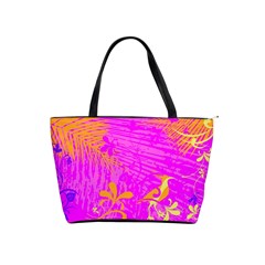 Spring Tropical Floral Palm Bird Pink Pattern Background Classic Shoulder Handbag by Wegoenart