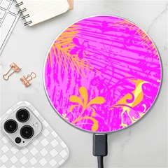 Spring Tropical Floral Palm Bird Pink Pattern Background Wireless Charger by Wegoenart