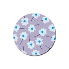 Flower Pattern Background Rubber Round Coaster (4 Pack) by Wegoenart