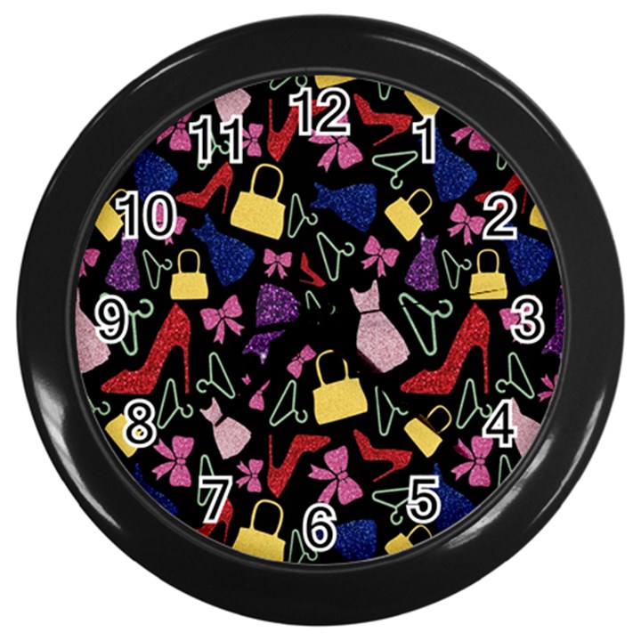 Fashion Pattern Accessories Design Wall Clock (Black)