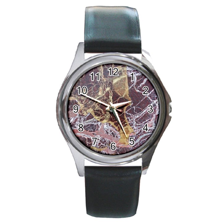 Marble Pattern Texture Rock Stone Surface Tile Round Metal Watch