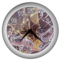 Marble Pattern Texture Rock Stone Surface Tile Wall Clock (silver)