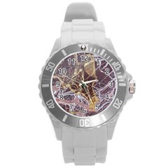 Marble Pattern Texture Rock Stone Surface Tile Round Plastic Sport Watch (l) by Ravend