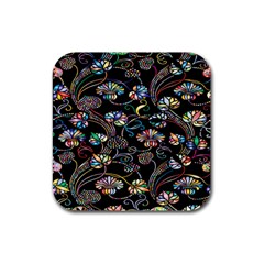 Floral Rubber Square Coaster (4 Pack) by nateshop