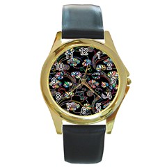 Floral Round Gold Metal Watch by nateshop