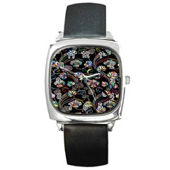 Floral Square Metal Watch by nateshop