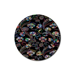 Floral Rubber Round Coaster (4 Pack) by nateshop