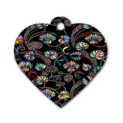 Floral Dog Tag Heart (two Sides) by nateshop