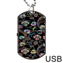 Floral Dog Tag Usb Flash (two Sides) by nateshop