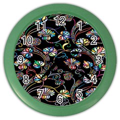 Floral Color Wall Clock by nateshop