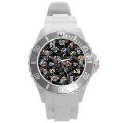 Floral Round Plastic Sport Watch (l) by nateshop