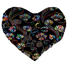 Floral Large 19  Premium Heart Shape Cushions by nateshop