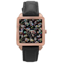 Floral Rose Gold Leather Watch  by nateshop