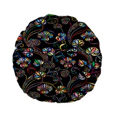 Floral Standard 15  Premium Flano Round Cushions by nateshop