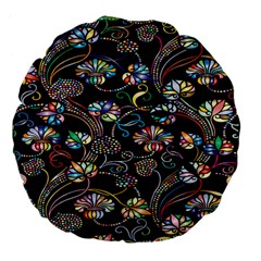 Floral Large 18  Premium Flano Round Cushions by nateshop