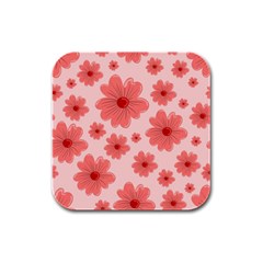 Flowers Rubber Square Coaster (4 Pack) by nateshop