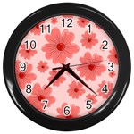 Flowers Wall Clock (Black) Front