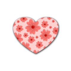 Flowers Rubber Heart Coaster (4 Pack) by nateshop