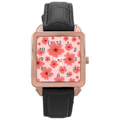 Flowers Rose Gold Leather Watch  by nateshop