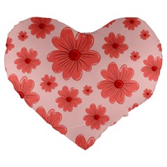 Flowers Large 19  Premium Flano Heart Shape Cushions by nateshop