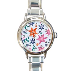 Flowers-5 Round Italian Charm Watch by nateshop