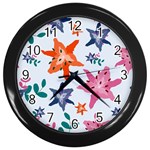 Flowers-5 Wall Clock (Black) Front