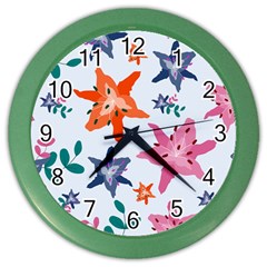 Flowers-5 Color Wall Clock by nateshop