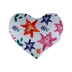 Flowers-5 Standard 16  Premium Heart Shape Cushions by nateshop