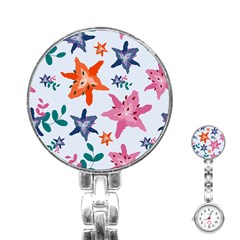 Flowers-5 Stainless Steel Nurses Watch by nateshop