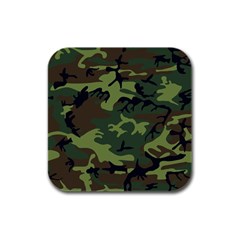 Green Brown Camouflage Rubber Square Coaster (4 Pack) by nateshop