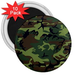 Green Brown Camouflage 3  Magnets (10 Pack)  by nateshop