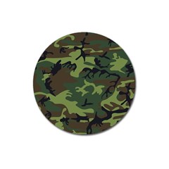 Green Brown Camouflage Magnet 3  (round) by nateshop