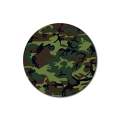 Green Brown Camouflage Rubber Round Coaster (4 Pack) by nateshop