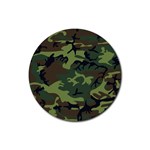 Green Brown Camouflage Rubber Round Coaster (4 pack) Front