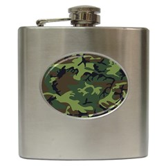 Green Brown Camouflage Hip Flask (6 Oz) by nateshop