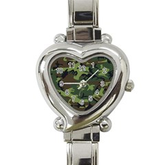 Green Brown Camouflage Heart Italian Charm Watch by nateshop