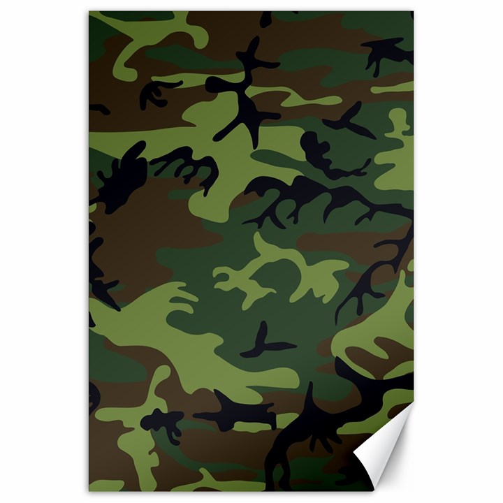 Green Brown Camouflage Canvas 20  x 30 